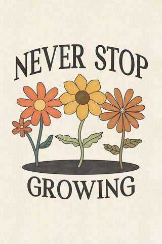 Never Stop Growing White Modern Wood Framed Art Print with Double Matting by JJ Design