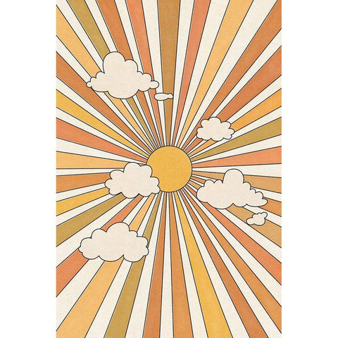 Cloudy Sun Gold Ornate Wood Framed Art Print with Double Matting by JJ Design