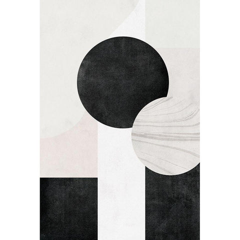 Shapes I Black Modern Wood Framed Art Print with Double Matting by JJ Design