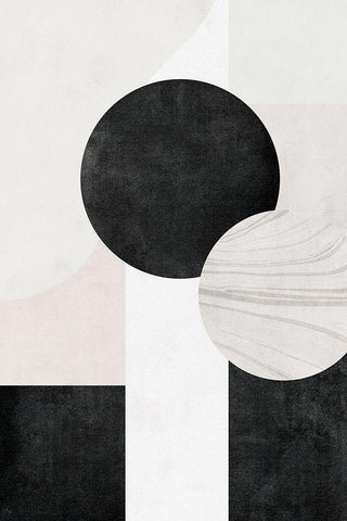 Shapes I White Modern Wood Framed Art Print with Double Matting by JJ Design