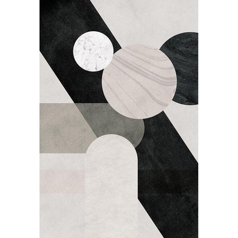 Shapes II Gold Ornate Wood Framed Art Print with Double Matting by JJ Design