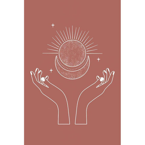 Sun-Moon-Hands Black Modern Wood Framed Art Print by JJ Design