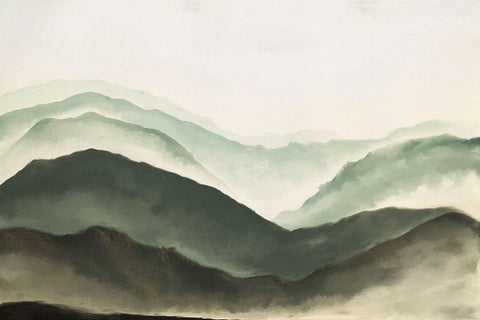 Mountains Black Ornate Wood Framed Art Print with Double Matting by JJ Design