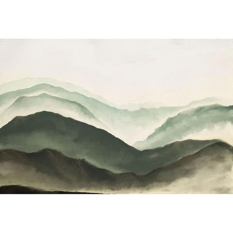 Mountains Black Modern Wood Framed Art Print with Double Matting by JJ Design