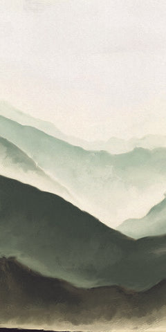 Emerald Mountains White Modern Wood Framed Art Print with Double Matting by JJ Design House