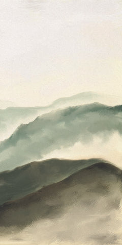 Emerald Mountains II White Modern Wood Framed Art Print with Double Matting by JJ Design House