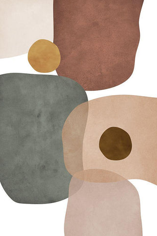 Earth Tones White Modern Wood Framed Art Print with Double Matting by JJ Design