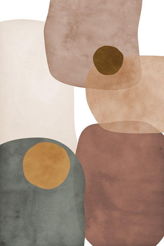 Earth Tones II White Modern Wood Framed Art Print with Double Matting by JJ Design