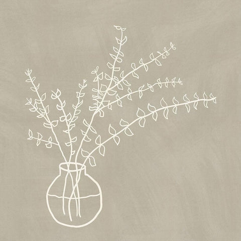 Beige Vase White Modern Wood Framed Art Print with Double Matting by JJ Design