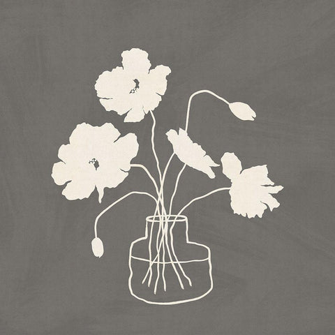 Gray Vase Black Modern Wood Framed Art Print by JJ Design