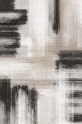 BW Abstract III White Modern Wood Framed Art Print with Double Matting by JJ Design