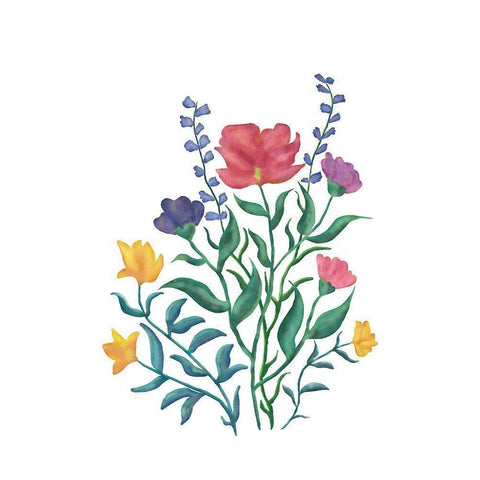 Watercolor Flowers II White Modern Wood Framed Art Print by JJ Design