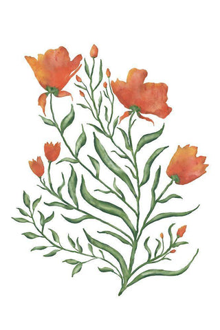 Watercolor Flowers III White Modern Wood Framed Art Print with Double Matting by JJ Design