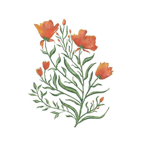 Watercolor Flowers III Gold Ornate Wood Framed Art Print with Double Matting by JJ Design