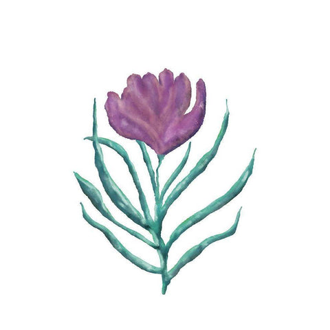 Purple Flower Black Modern Wood Framed Art Print with Double Matting by JJ Design