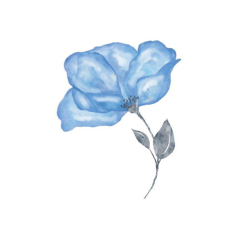 Blue Flower White Modern Wood Framed Art Print by JJ Design