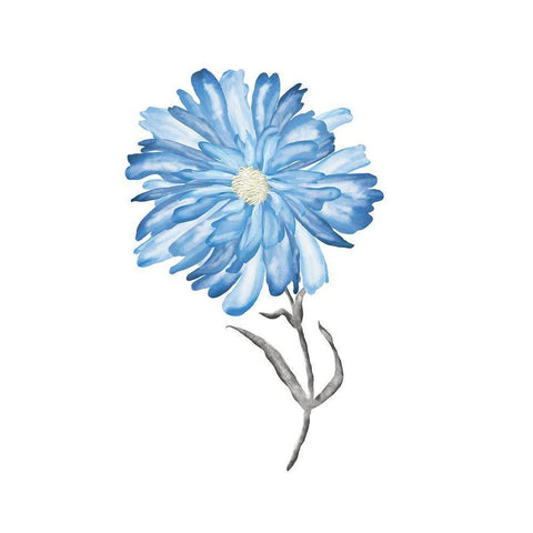 Blue Flower III Black Modern Wood Framed Art Print by JJ Design