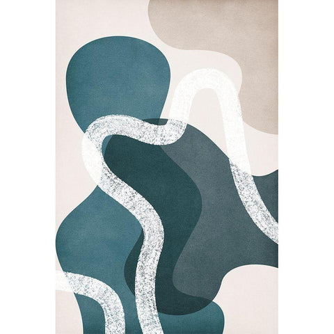 Boho in Blue White Modern Wood Framed Art Print by JJ Design