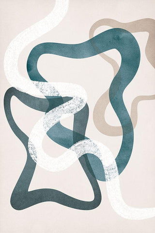 Boho in Blue II Black Ornate Wood Framed Art Print with Double Matting by JJ Design