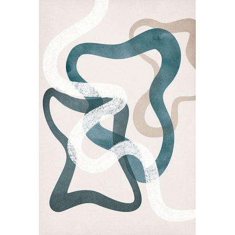 Boho in Blue II Black Modern Wood Framed Art Print by JJ Design