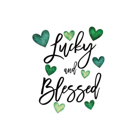 Lucky and Blessed White Modern Wood Framed Art Print by JJ Design