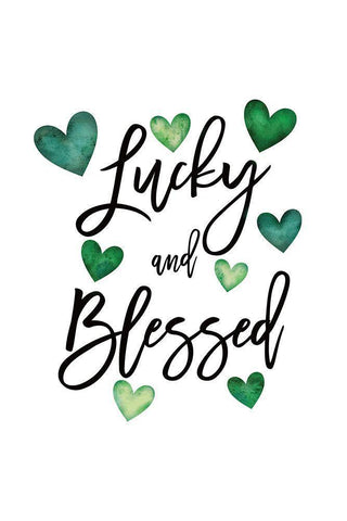 Lucky and Blessed White Modern Wood Framed Art Print with Double Matting by JJ Design