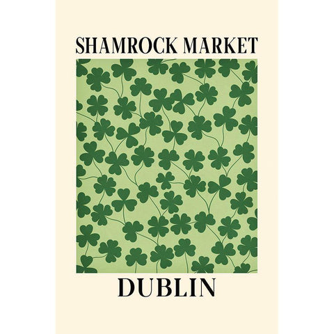 Shamrock Market White Modern Wood Framed Art Print by JJ Design