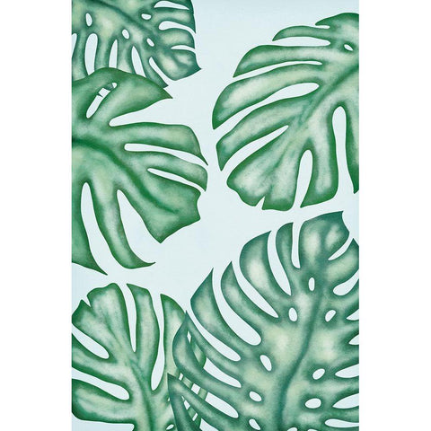 Monstera Leaves Gold Ornate Wood Framed Art Print with Double Matting by JJ Design