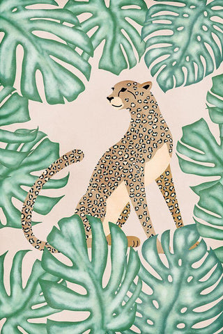 Leopard White Modern Wood Framed Art Print with Double Matting by JJ Design