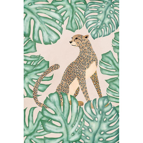 Leopard Gold Ornate Wood Framed Art Print with Double Matting by JJ Design