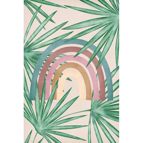 Rainbow White Modern Wood Framed Art Print by JJ Design