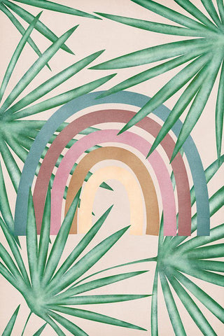 Rainbow White Modern Wood Framed Art Print with Double Matting by JJ Design