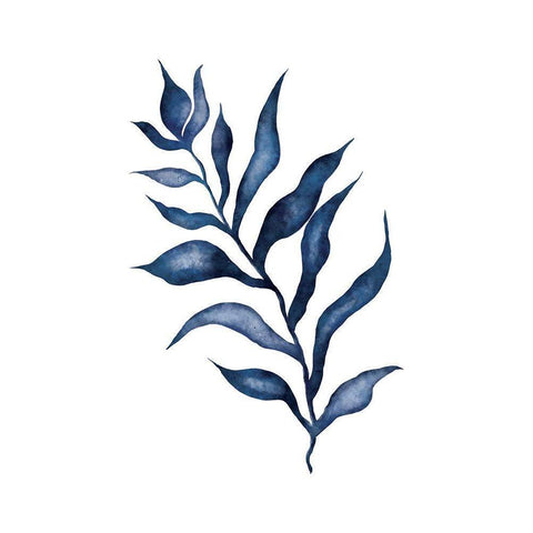 Blue Leaves III Black Modern Wood Framed Art Print by JJ Design