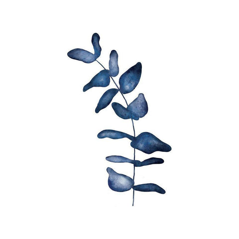 Blue Leaves VI Black Modern Wood Framed Art Print by JJ Design