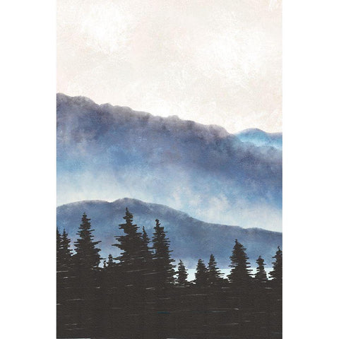 Blue Landscape I White Modern Wood Framed Art Print by JJ Design