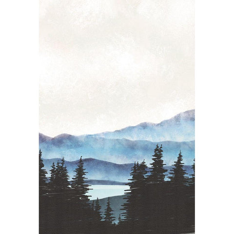 Blue Landscape III Gold Ornate Wood Framed Art Print with Double Matting by JJ Design