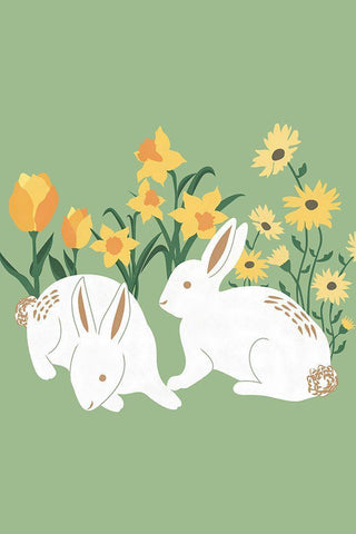 Bunnies Black Ornate Wood Framed Art Print with Double Matting by JJ Design