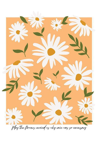 May the Flowers White Modern Wood Framed Art Print with Double Matting by JJ Design