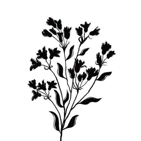 Black Flowers White Modern Wood Framed Art Print by JJ Design