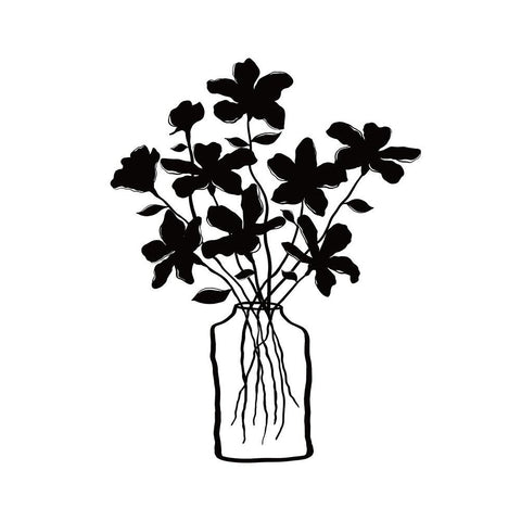 Black Bouquet II Black Modern Wood Framed Art Print by JJ Design