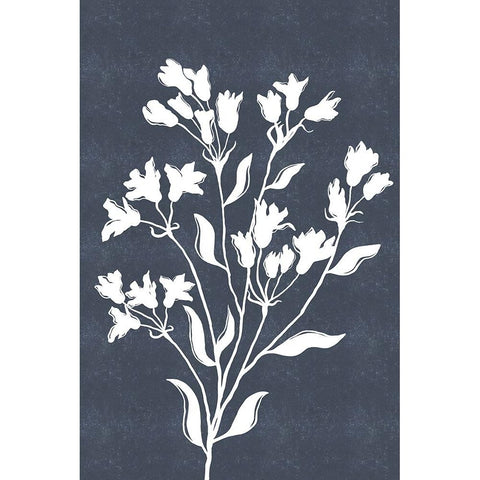 White Flowers on Blue White Modern Wood Framed Art Print by JJ Design
