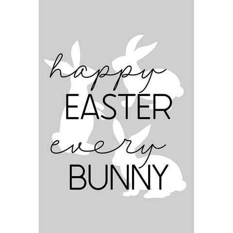 Happy Easter Black Modern Wood Framed Art Print with Double Matting by JJ Design