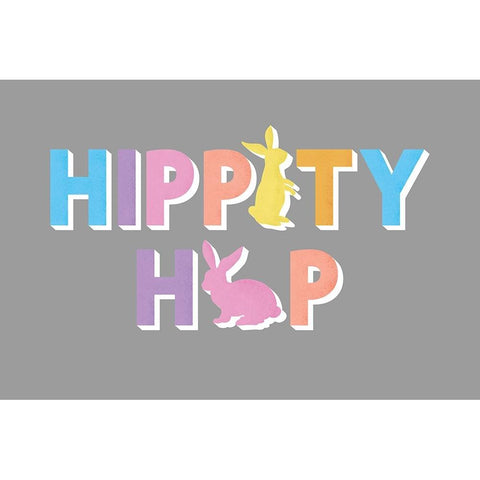 Hippity Hop White Modern Wood Framed Art Print by JJ Design