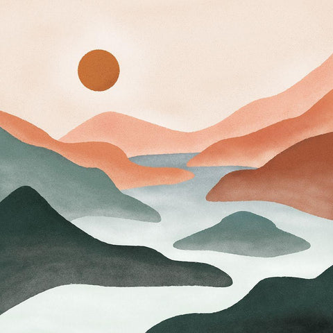 Landscape Black Modern Wood Framed Art Print by JJ Design