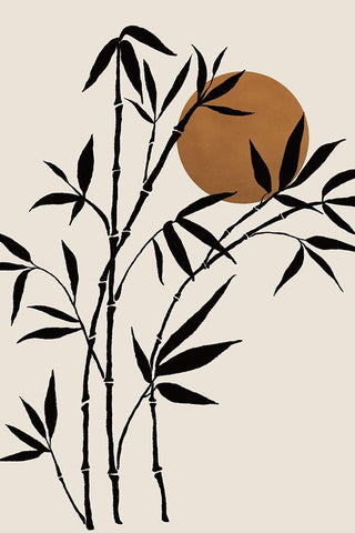 Bamboo Black Modern Wood Framed Art Print by JJ Design