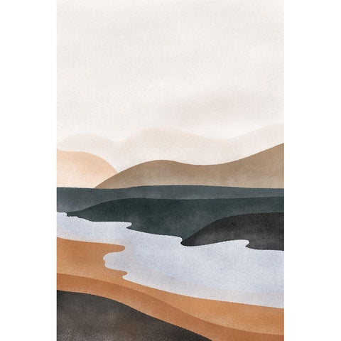 Abstract River Gold Ornate Wood Framed Art Print with Double Matting by JJ Design