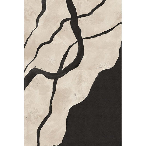 Scribbles II Black Modern Wood Framed Art Print with Double Matting by JJ Design