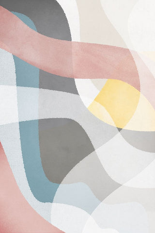 Soft Shapes II White Modern Wood Framed Art Print with Double Matting by JJ Design