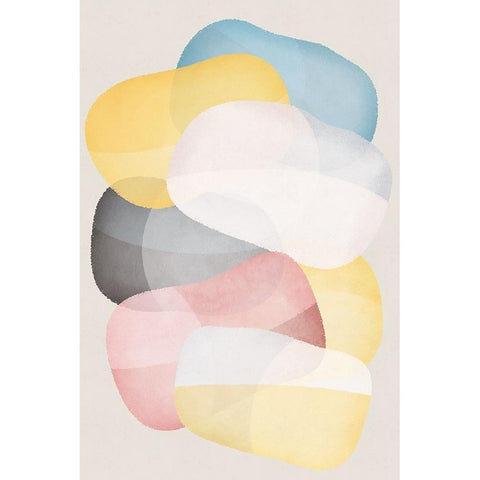 Soft Shapes III Black Modern Wood Framed Art Print by JJ Design