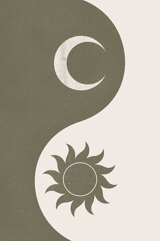 Yin Yang Black Ornate Wood Framed Art Print with Double Matting by JJ Design